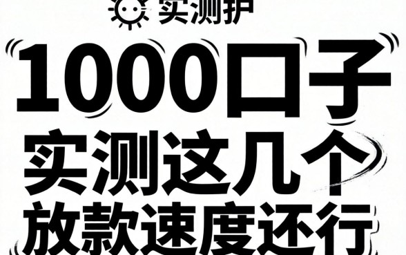 无视黑白1000口子：实测这几个放款速度还行