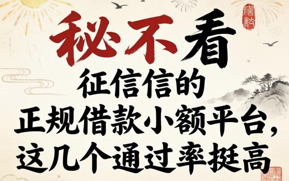 揭秘不看征信的正规借款小额平台，这几个通过率挺高
