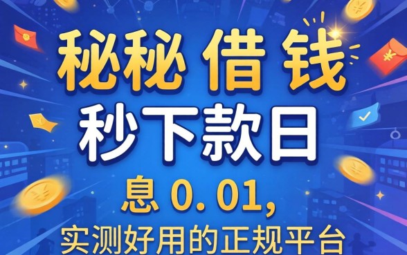 揭秘借钱秒下款日息0.01,实测好用的正规平台