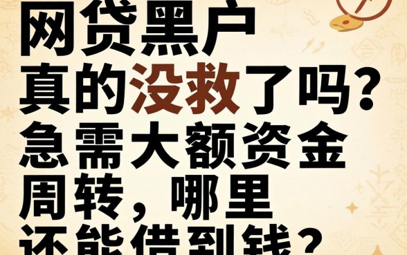 网贷黑户真的没救了吗？急需大额资金周转，哪里还能借到钱？