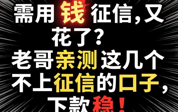 急需用钱征信又花了?老哥亲测这几个不上征信的口子,下款稳!