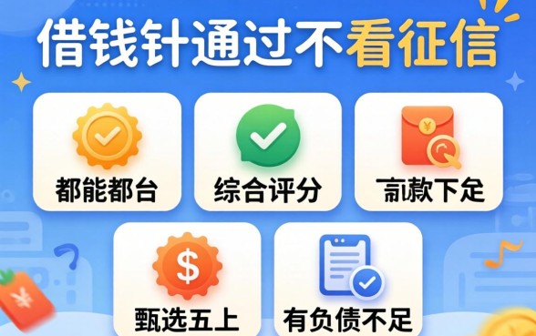 这几个借钱好通过不看征信，甄选五个综合评分不足有负债都能下款平台