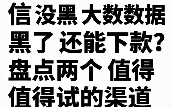征信没黑大数据黑了还能下款?盘点两个值得试的渠道