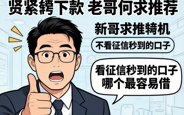 手头紧想下款，老哥们求推荐个不看征信秒到的口子，哪个最容易借？