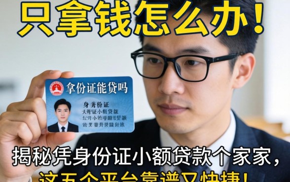 急需用钱怎么办?只拿身份证能贷吗?揭秘凭身份证小额贷款哪家好,这五个平台靠谱又快捷!