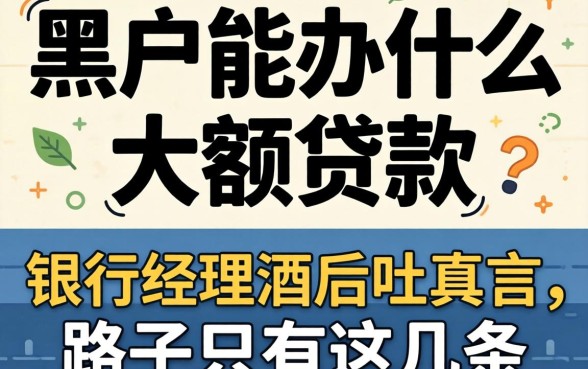 黑户能办什么大额贷款？银行经理酒后吐真言，路子只有这几条