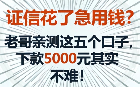 征信花了急用钱？老哥亲测这五个口子，下款5000元其实不难！