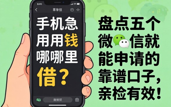 手机急用钱哪里借？盘点五个微信就能申请的靠谱口子，亲测有效！