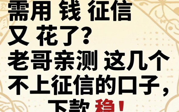 急需用钱征信又花了?老哥亲测这几个不上征信的口子,下款稳!