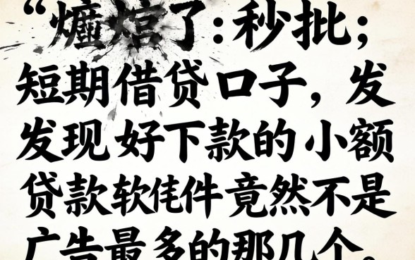 我翻烂了2026秒批短期借贷口子，发现好下款的小额贷款软件竟然不是广告最多的那几个