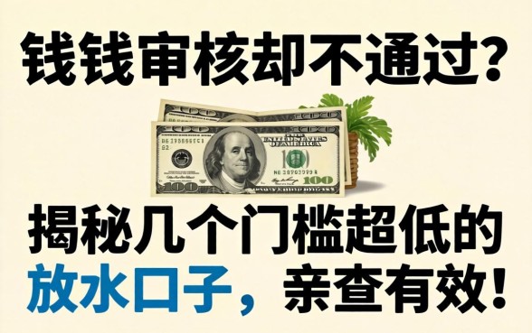 急需用钱审核却不通过?揭秘几个门槛超低的放水口子,亲测有效!