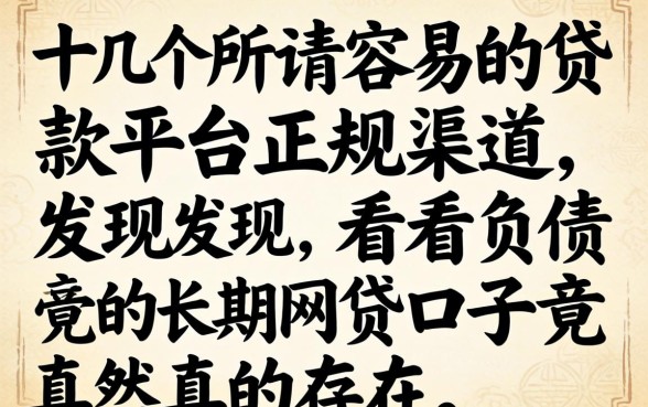 我试了十几个所谓容易的贷款平台正规渠道,发现不看负债的长期网贷口子竟然真的存在