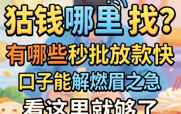 急需用钱哪里找？有哪些秒批放款快的口子能解燃眉之急？看这里就够了