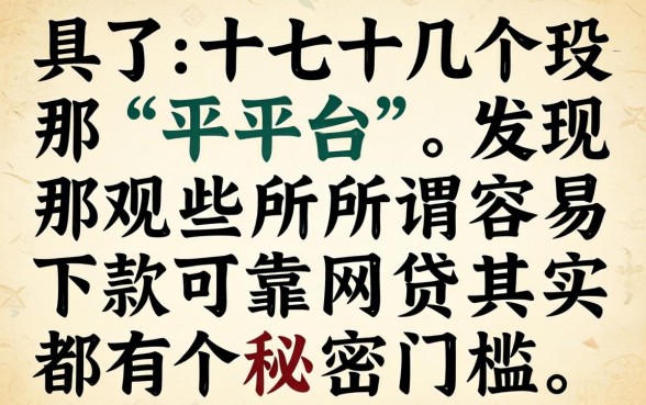 我试了十几个平台,发现那些所谓容易下款可靠网贷其实都有个秘密门槛