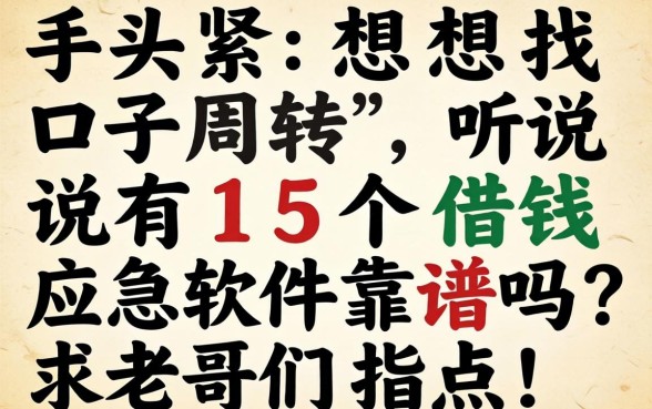 手头紧想找口子周转，听说有15个借钱应急软件靠谱吗？求老哥们指点！