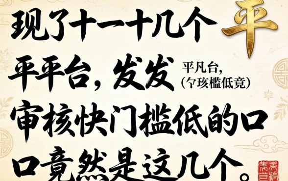 我试了十几个平台，发现审核快门槛低的口子竟然是这几个