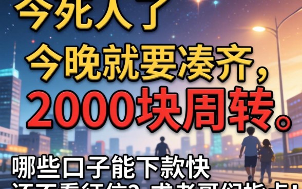 急死人了，今晚就要凑齐2000块周转，哪些口子能下款快还不看征信？求老哥们指点！