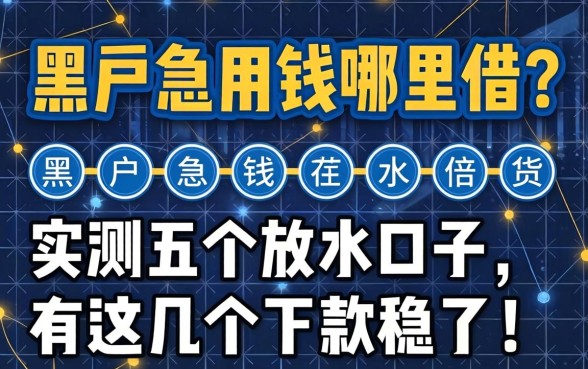网贷黑户急用钱哪里借?实测五个放水口子,有这几个下款稳了!