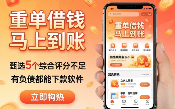 马上借钱马上到账的软件，甄选5个综合评分不足有负债都能下款软件