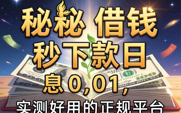 揭秘借钱秒下款日息0.01,实测好用的正规平台