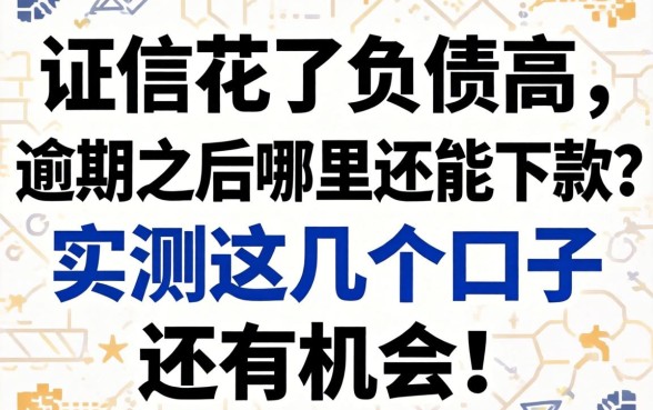 征信花了负债高，逾期之后哪里还能下款？实测这几个口子还有机会！