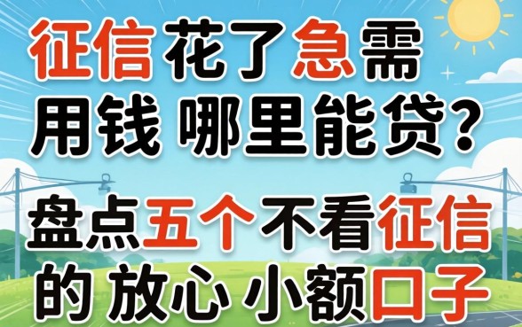 征信花了急需用钱哪里能贷?盘点五个不看征信的放心小额口子
