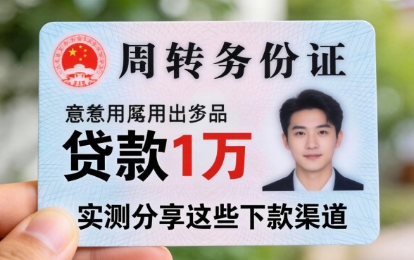 急需周转怎么用身份证贷款1万?实测分享这些下款渠道