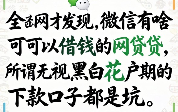 我翻了全网才发现,微信有啥可以借钱的网贷,所谓无视黑白花户的下款口子全是坑