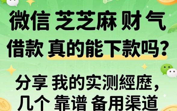 微信芝麻财气借款真的能下款吗?分享我的实测经历和几个靠谱备用渠道
