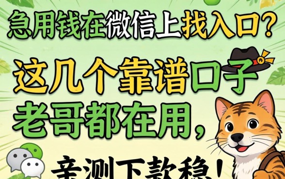 急用钱在微信上找入口?这几个靠谱口子老哥都在用,亲测下款稳!