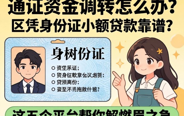 急需资金周转怎么办？区凭身份证小额贷款靠谱吗？这五个平台帮你解燃眉之急