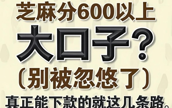 芝麻分600以上的大口子？别被忽悠了，真正能下款的就这几条路
