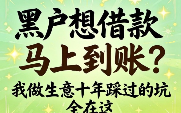 黑户想借款马上到账?我做生意十年踩过的坑全在这