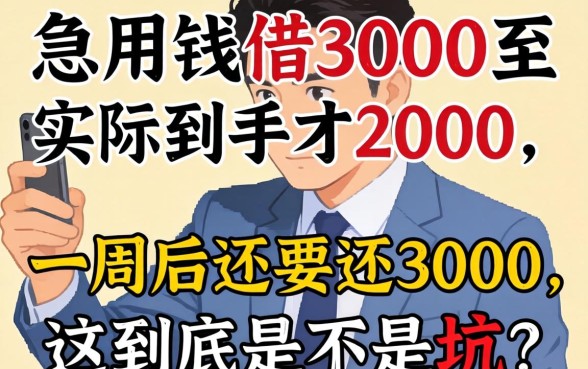 急用钱借3000实际到手才2000，一周后还要还3000，这到底是不是坑？