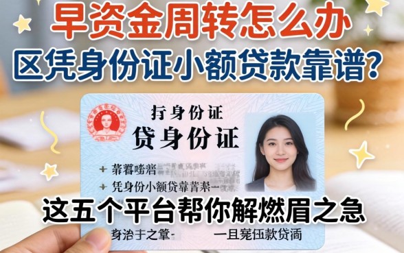 急需资金周转怎么办？区凭身份证小额贷款靠谱吗？这五个平台帮你解燃眉之急