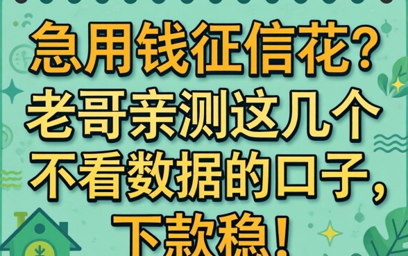 急用钱征信花？老哥亲测这几个不看数据的口子，下款稳！