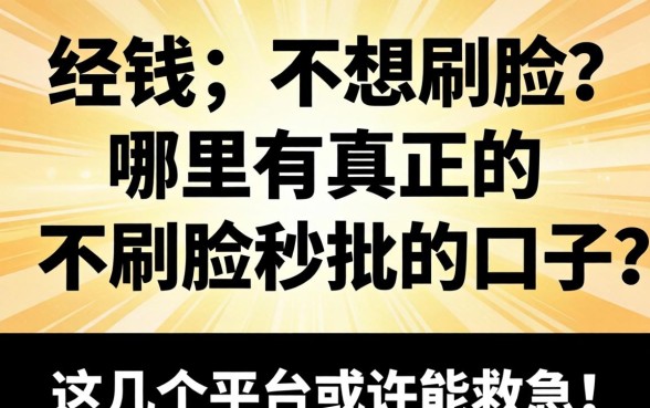 急需用钱却不想刷脸?哪里有真正的不刷脸秒批的口子?这几个平台或许能救急!