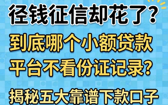 急需用钱征信却花了？到底哪个小额贷款平台不看征信记录？揭秘五大靠谱下款口子