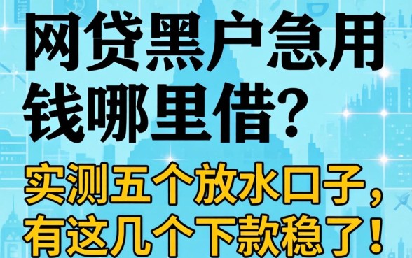 网贷黑户急用钱哪里借?实测五个放水口子,有这几个下款稳了!