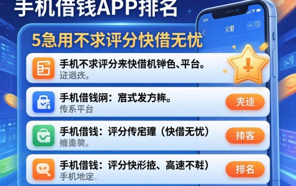 快速的手机借钱app排名，详细阐述5个急用不求评分快借无忧的平台