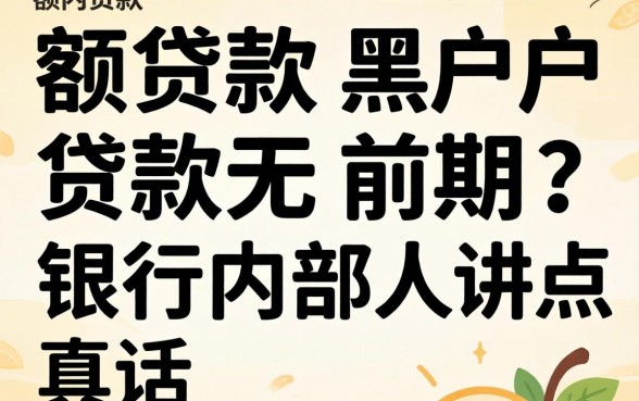 大额贷款黑户贷款无前期？银行内部人讲点真话