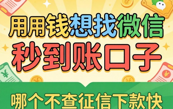 急用钱想找微信秒到账的口子，哪个不查征信下款快？