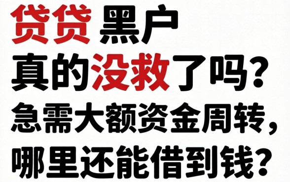 网贷黑户真的没救了吗？急需大额资金周转，哪里还能借到钱？
