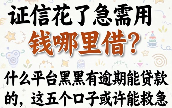 征信花了急需用钱哪里借？什么平台黑户有逾期能贷款的，这五个口子或许能救急