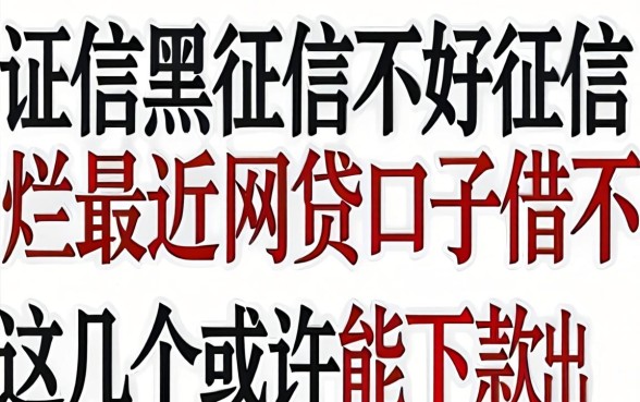 征信黑征信不好征信烂最近网贷口子借不出来，这几个或许能下款
