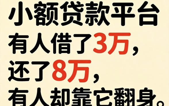 小额贷款平台2026:有人借了3万还了8万,有人却靠它翻身
