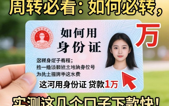 急需周转必看：如何用身份证贷款1万，实测这几个口子下款快
