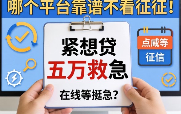 手头紧想贷五万救急,哪个平台靠谱不看征信?在线等挺急的!