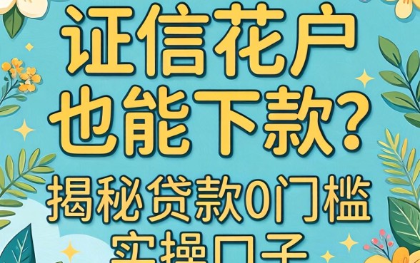 征信花户也能下款？揭秘贷款0门槛的实操口子