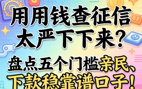 急用钱查征信太严下不来?盘点五个门槛亲民、下款稳的靠谱口子!